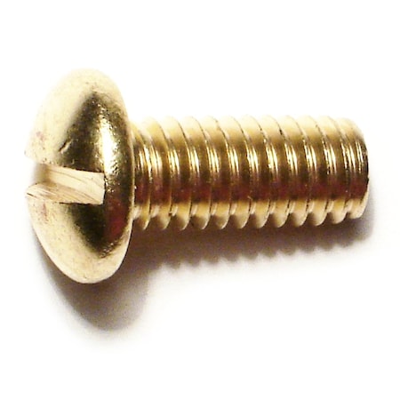 Midwest Fastener 5/16"-18 x 3/4 in Slotted Round Machine Screw, Plain Brass, 12 PK 32801